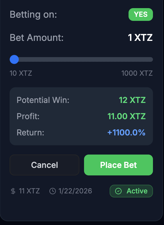 Making a bet on the prediction market